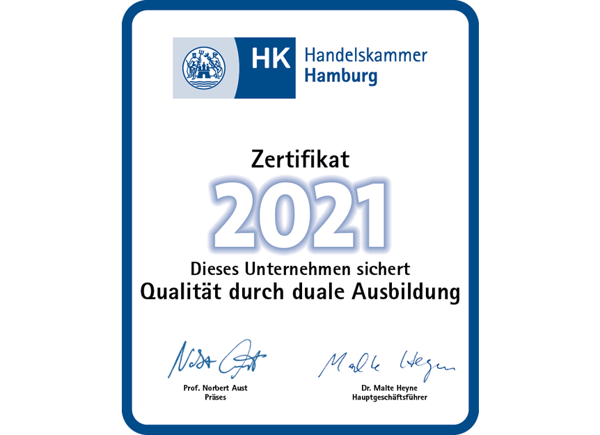 Zertifikat 2021 IHK Hamburg